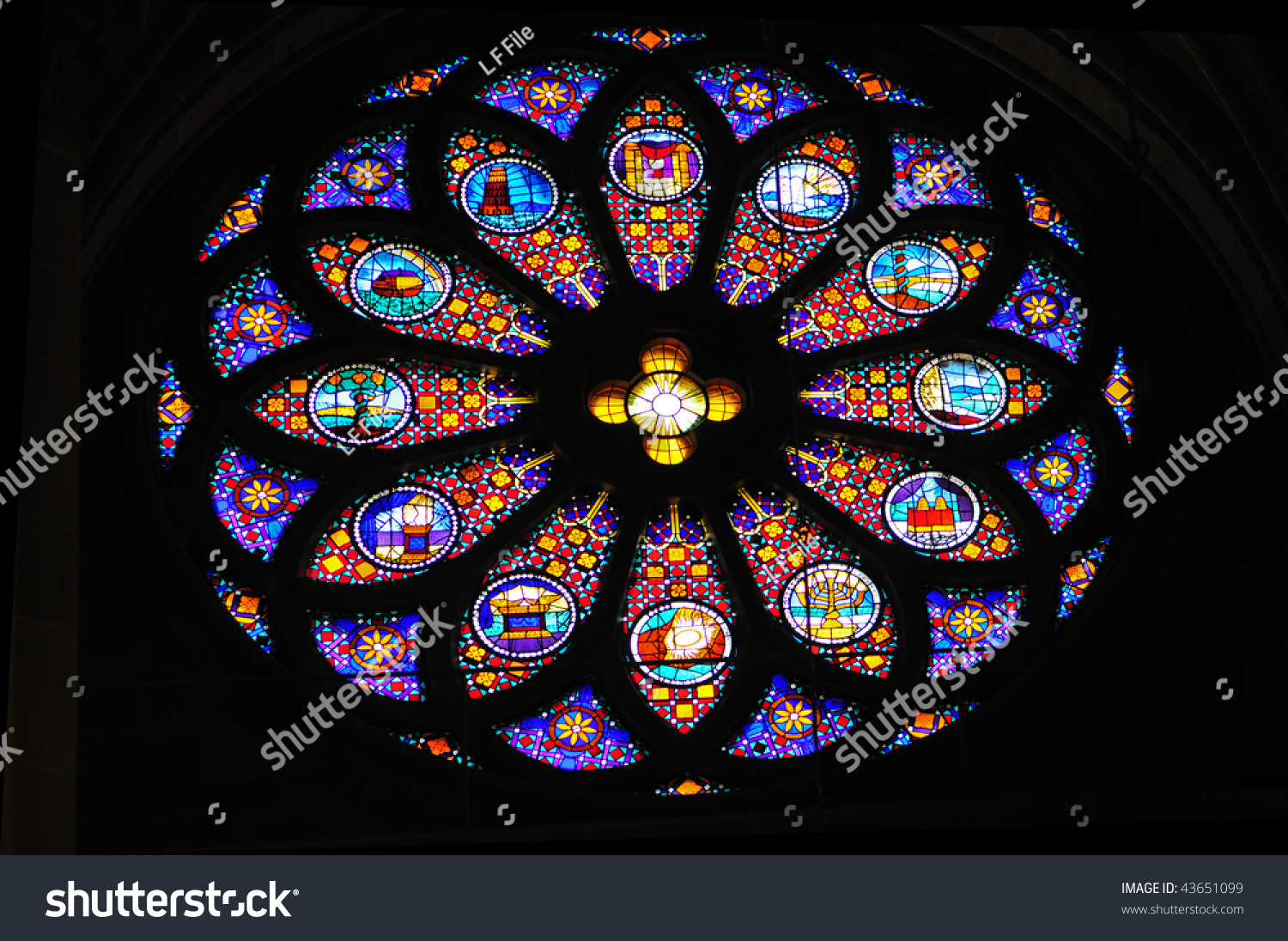 Stained Glass Rose Window Depicting Bible Stock Photo 43651099 ...