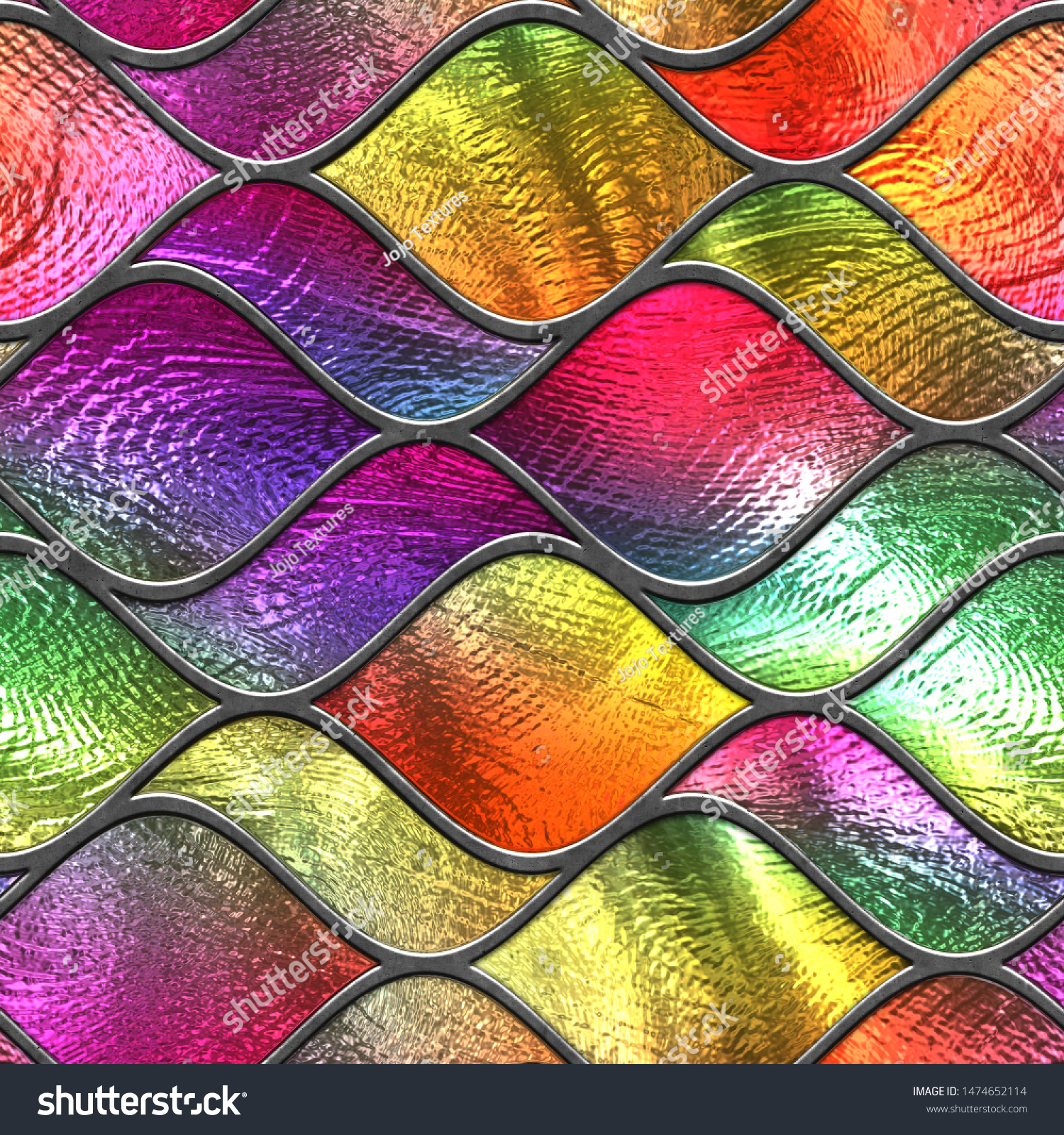 Stained Glass Seamless Texture Waves Pattern Stock Illustration