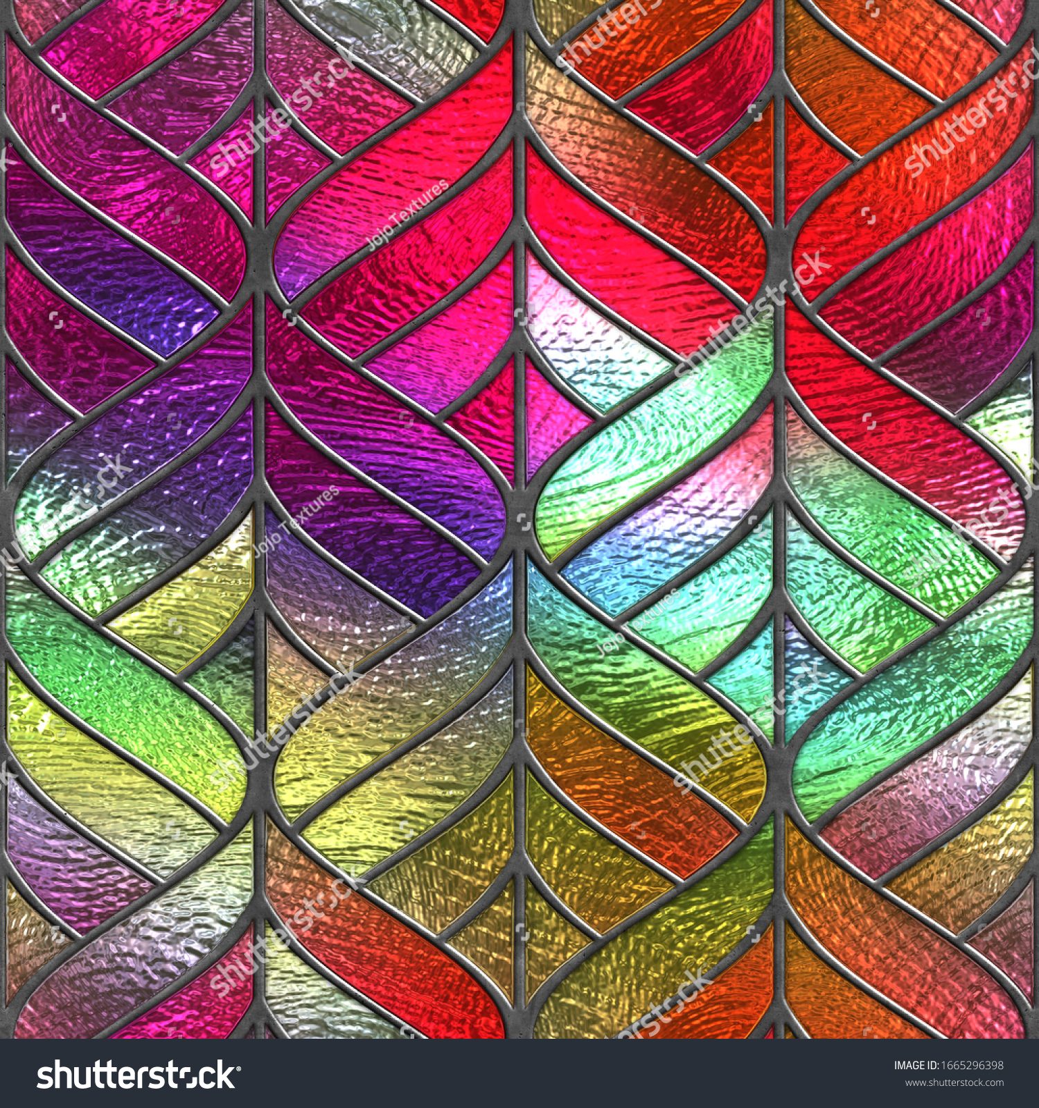 Stained Glass Seamless Texture Waves Pattern Stock Illustration