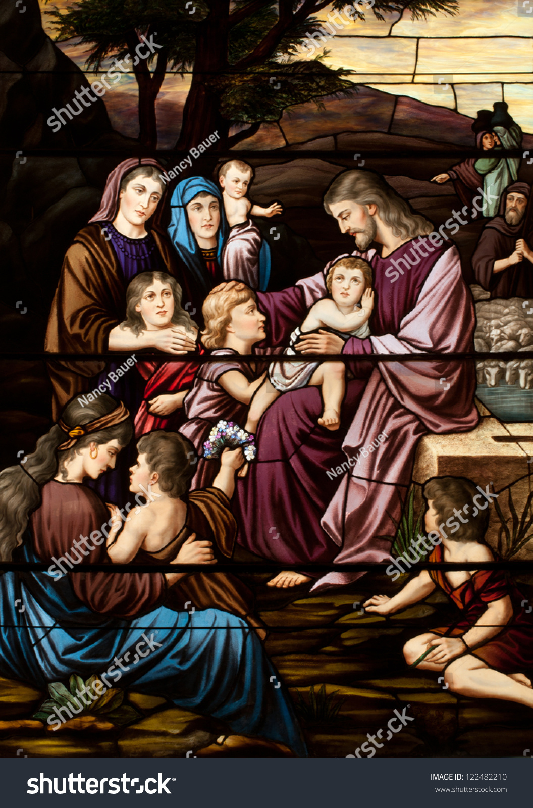 Stained Glass Window Depicting Gospel Story Stock Photo 122482210 ...