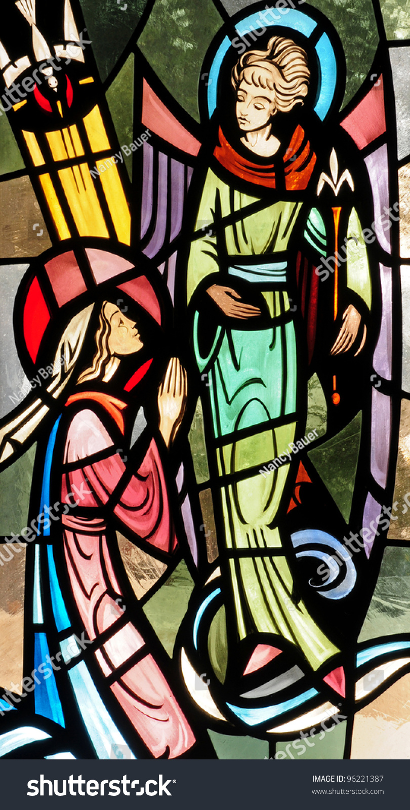 Stained Glass Window Of The Annunciation To Mary By The Angel Gabriel ...