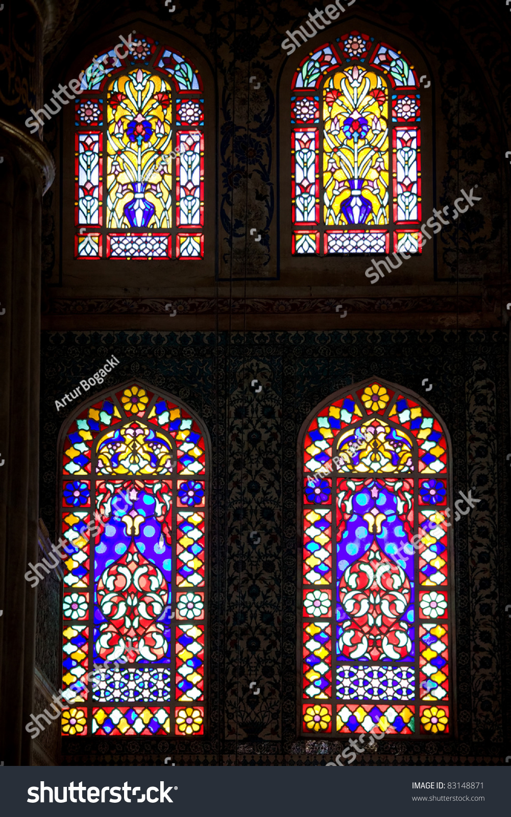 Stained Glass Windows In The Blue Mosque (Turkish: Sultan Ahmet Camii ...