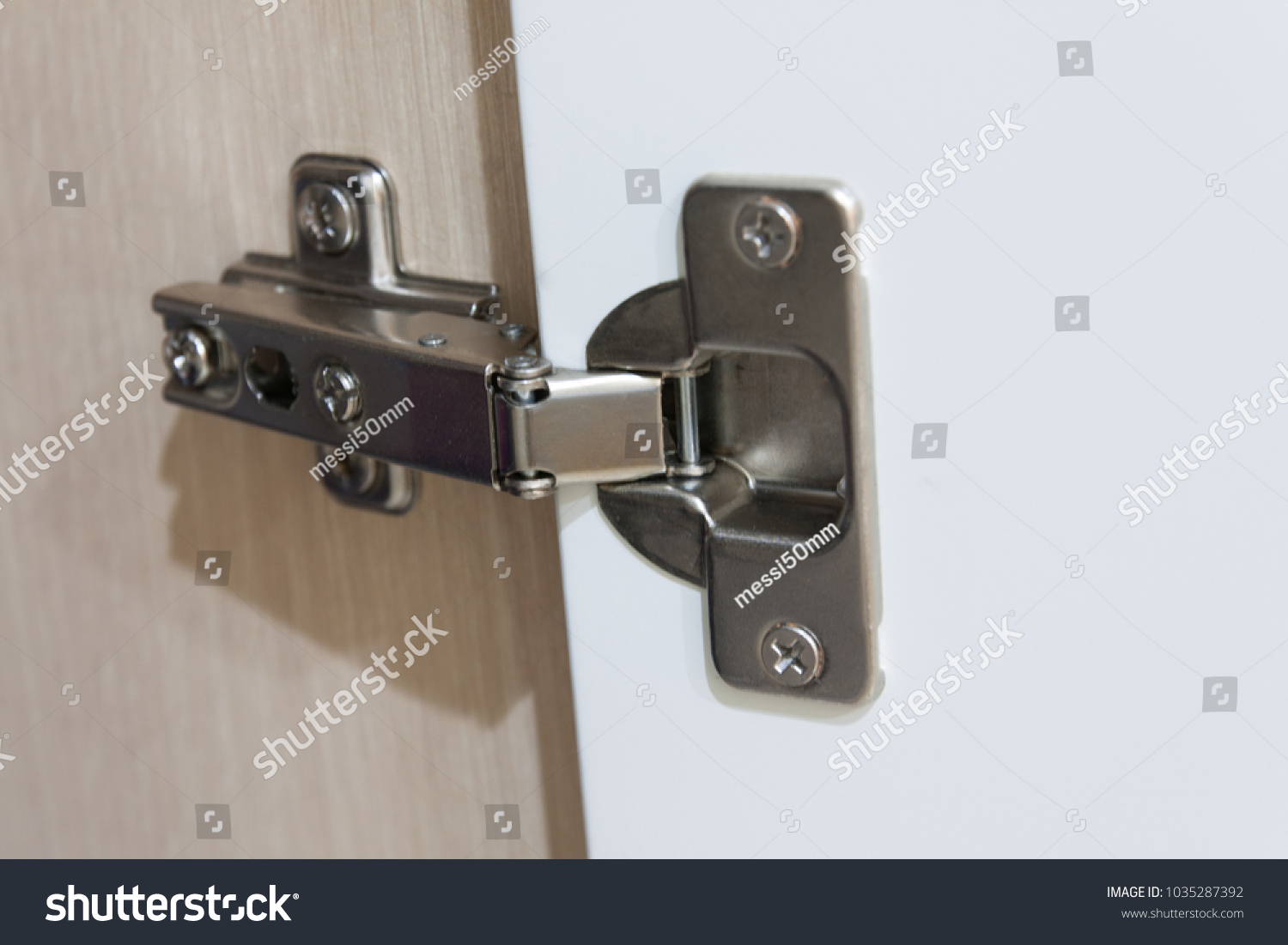 Stainless Door Hinges On Cabinet Door Stock Photo Edit Now
