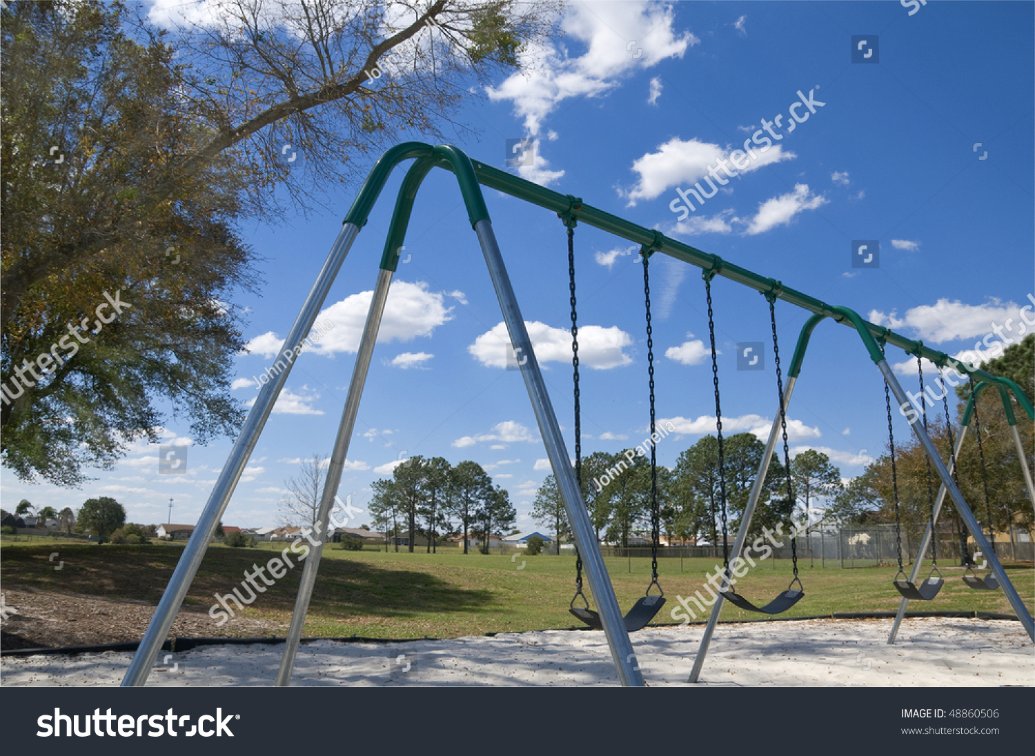 Stainless Steel Childrens Swing Set Partly Stock Photo Edit