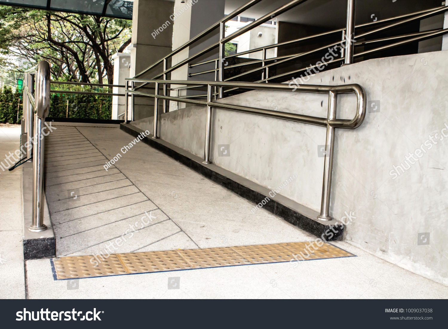 Stainless Steel Fence Walkway Wheelchair Stock Photo 1009037038 ...