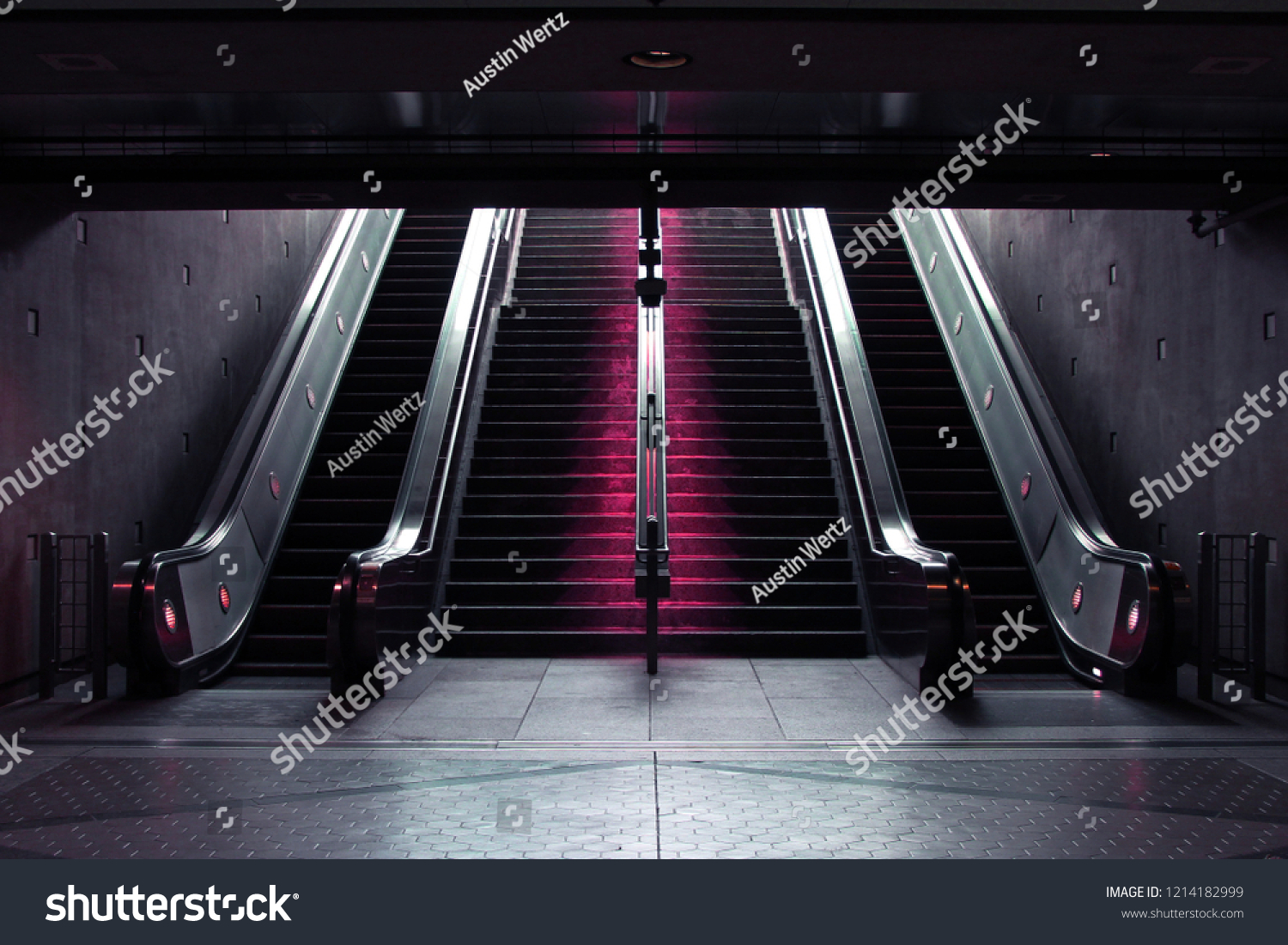 Staircase Escalators Leading Down Into Subway Stock Photo (Edit Now ...