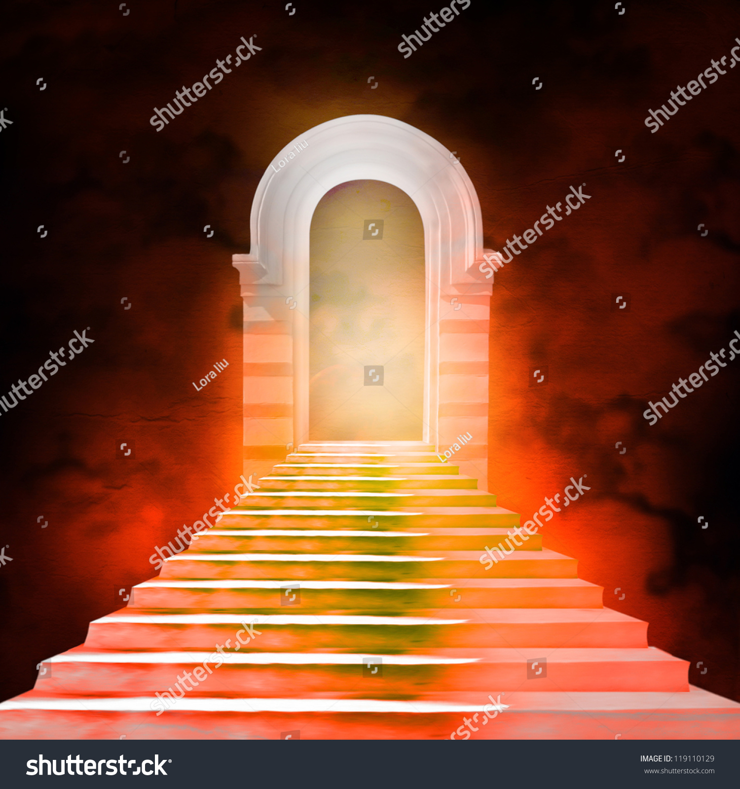 Staircase Leading Heaven Hell Light End Stock Illustration