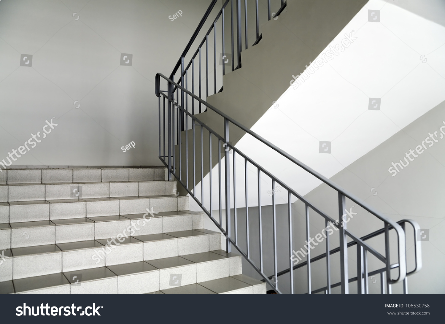 Staircase Metallic Handrails Modern Interior Stock Photo