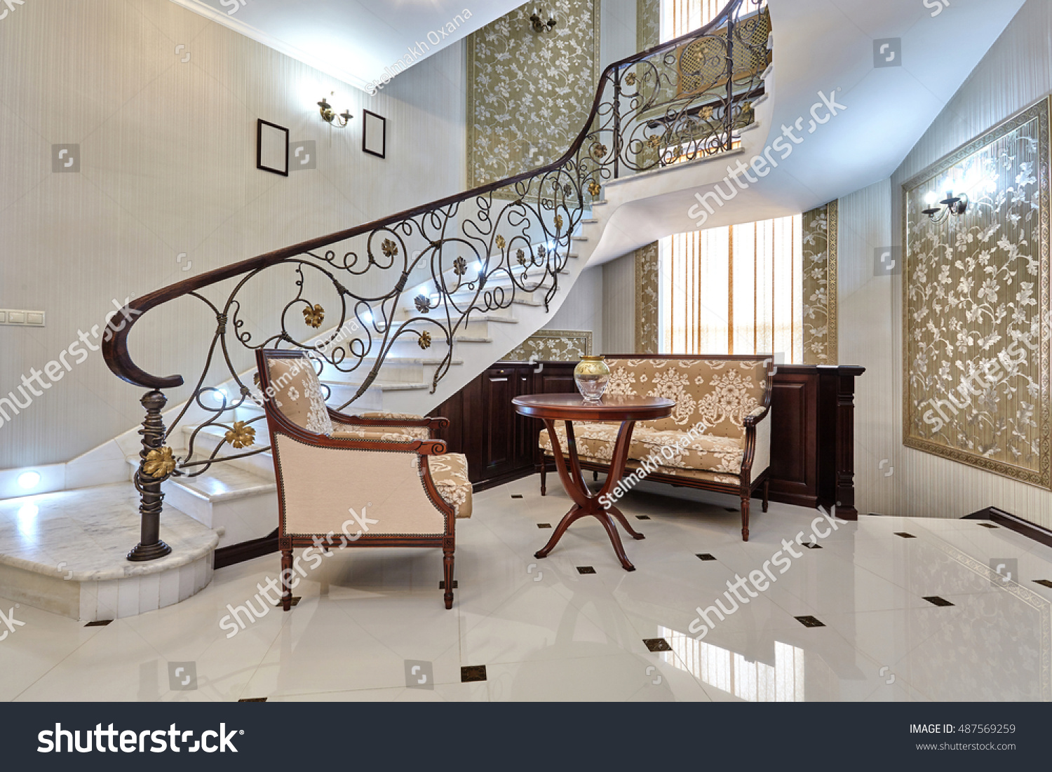 Staircase Wrought Iron Railing Stock Photo (Edit Now) 487569259