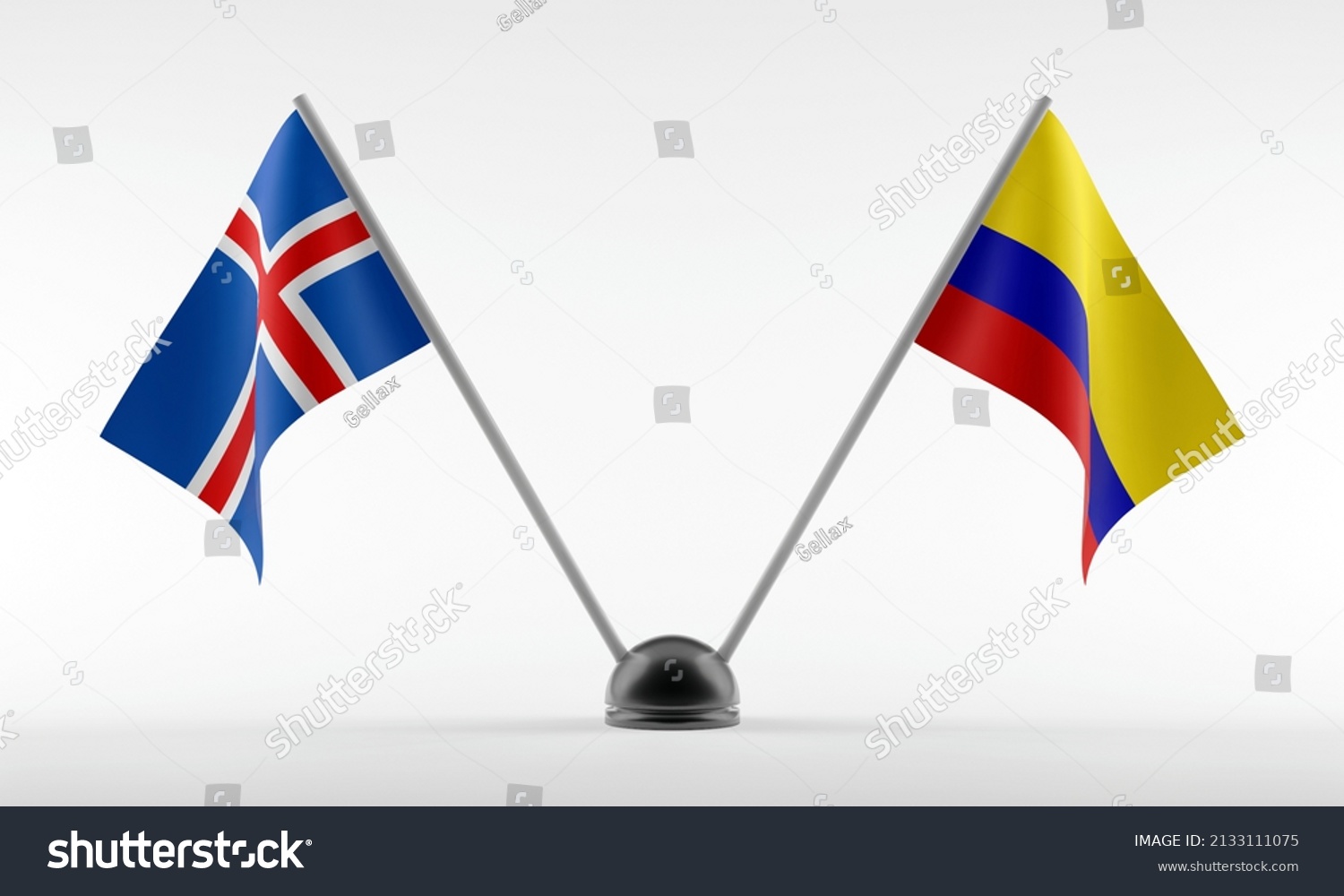 Stand Two National Flags Flags Colombia Stock Illustration 2133111075