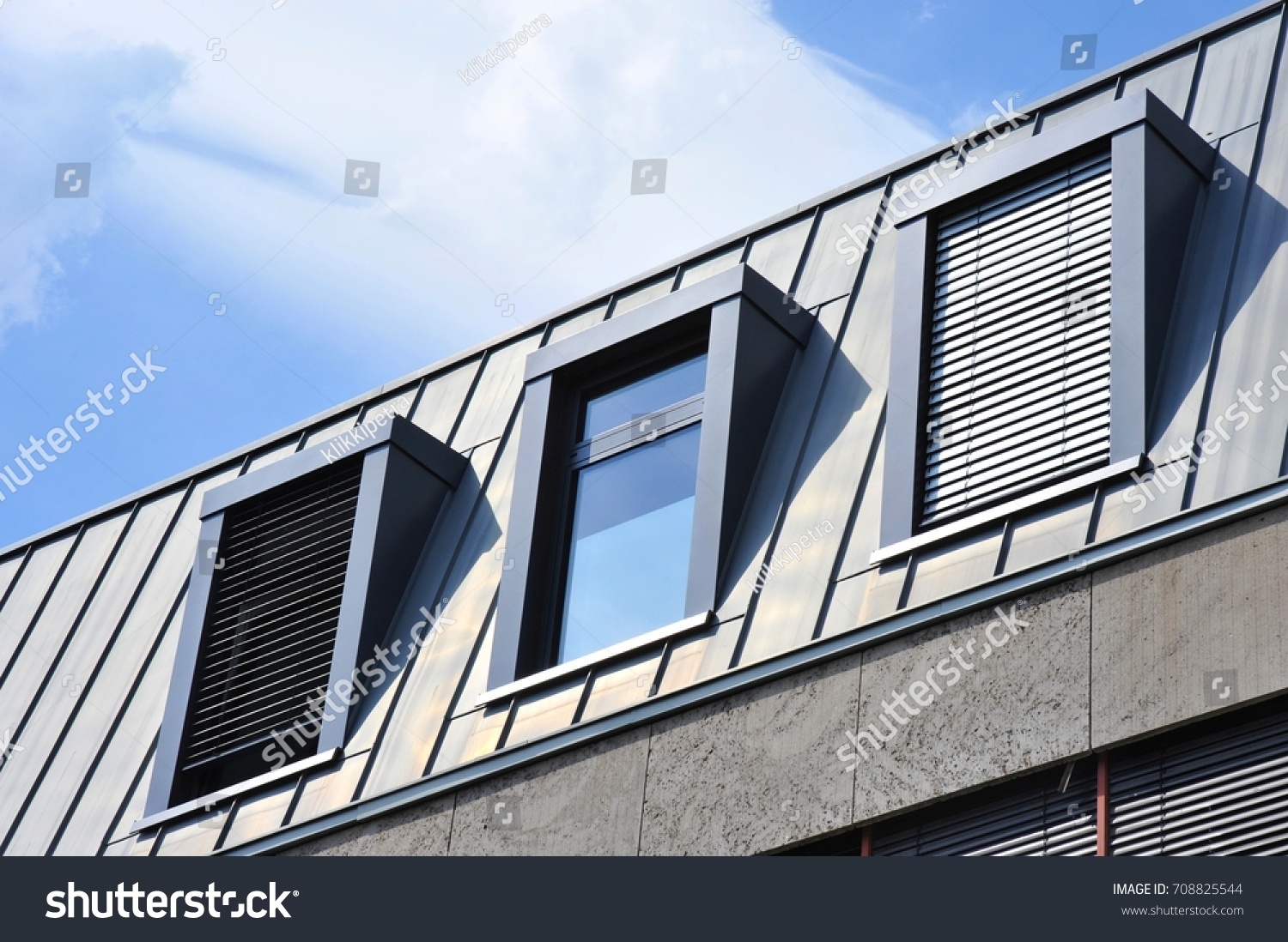 Standing Seam Metalroof Anodized Dormer Windows Stock Photo Edit