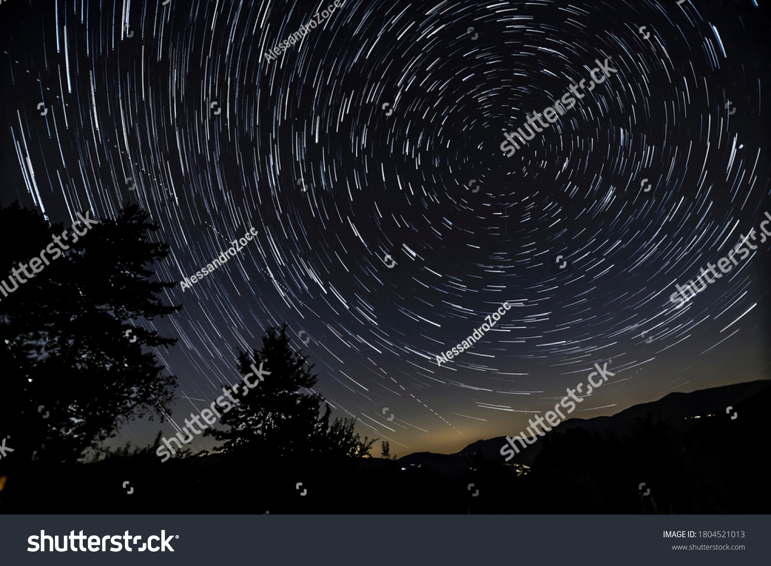 Star Trail Photograph Around North Polar Stock Photo 1804521013 ...