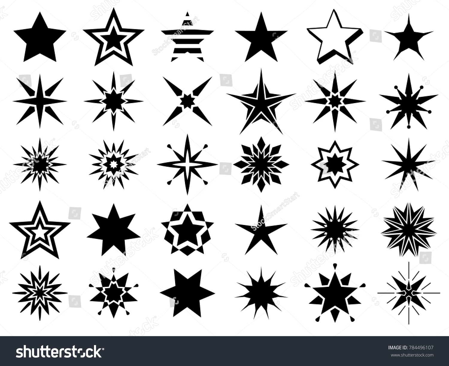 Stars Shape Icons Abstract Black Star のイラスト素材