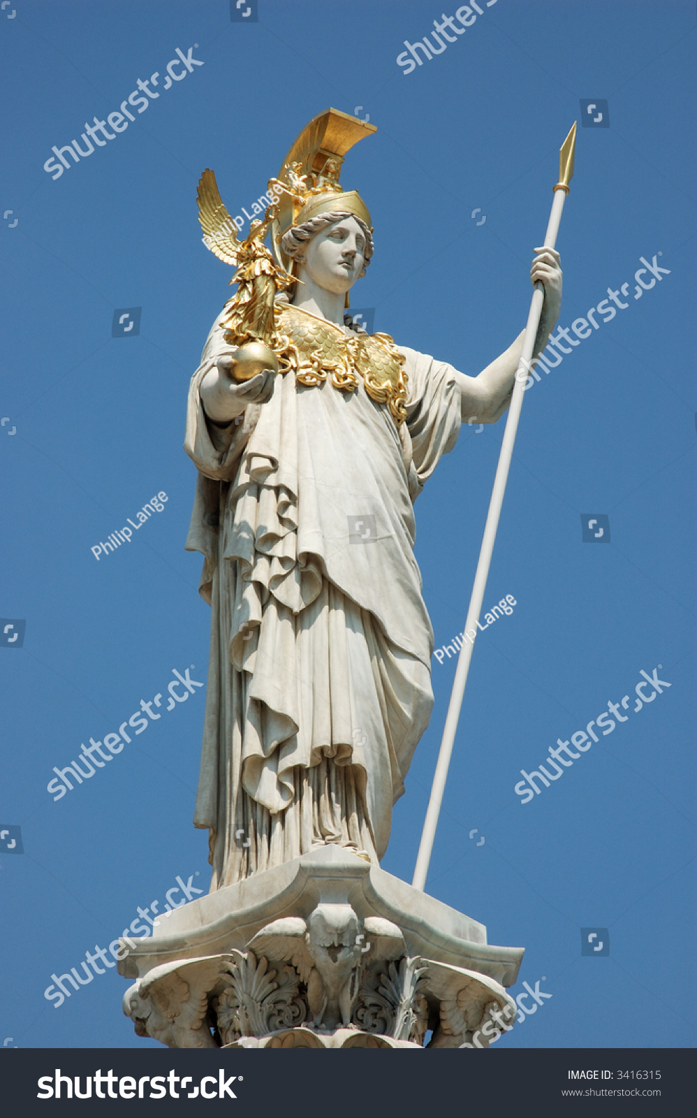 Statue Of Athena The Goddess Of Wisdom, In Vienna, Austria Stock Photo ...