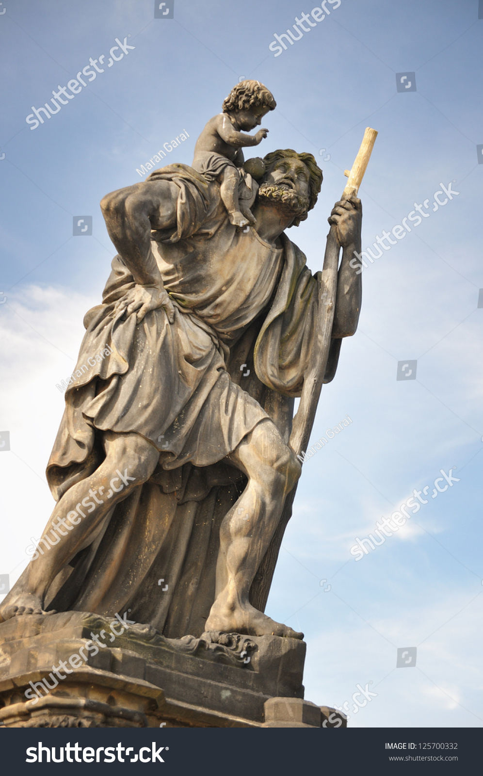 Statue Child Christus Shoulder Saint Christopher Stock Photo Edit Now 125700332