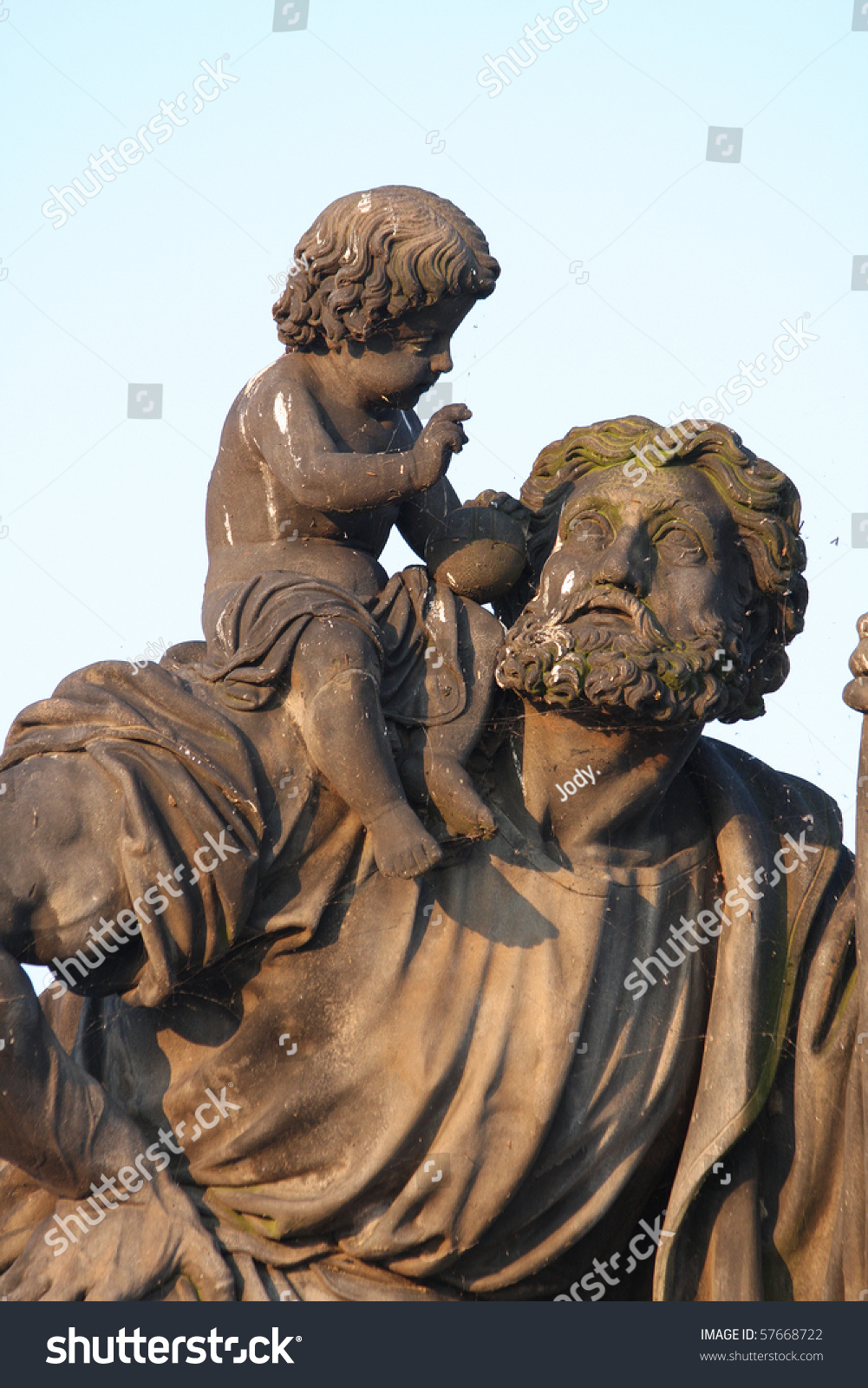 Statue Child Christus Shoulder Saint Christopher Stock Photo Edit Now 57668722