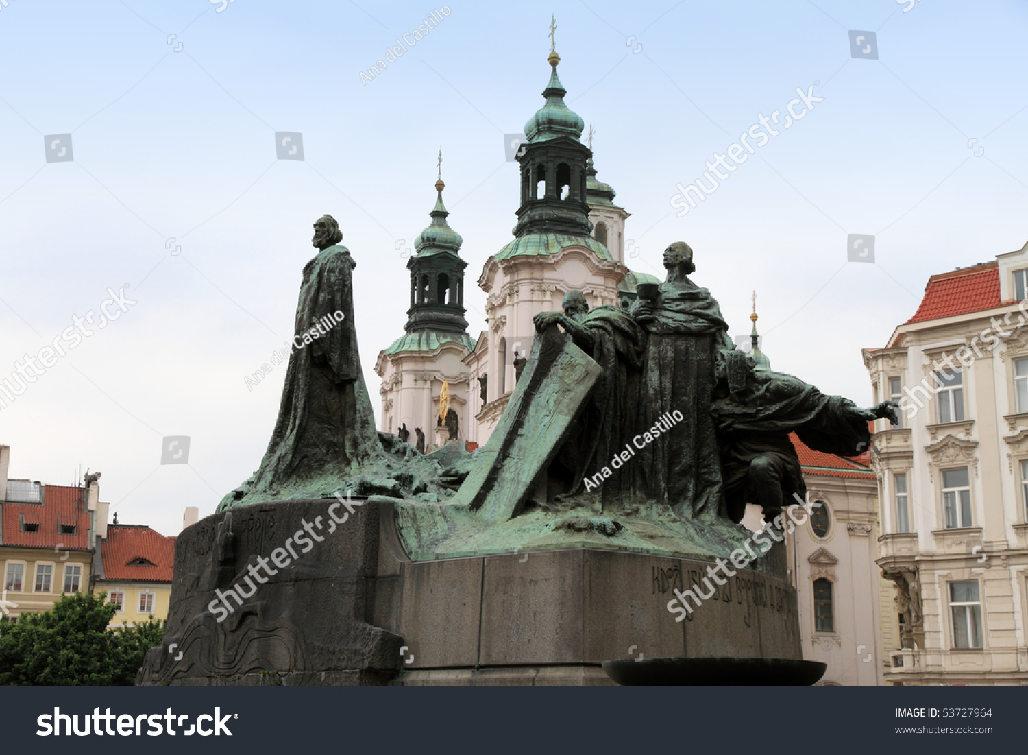 Statue Of Jan Hus In Old Town Central Square In Prague Stock Photo ...