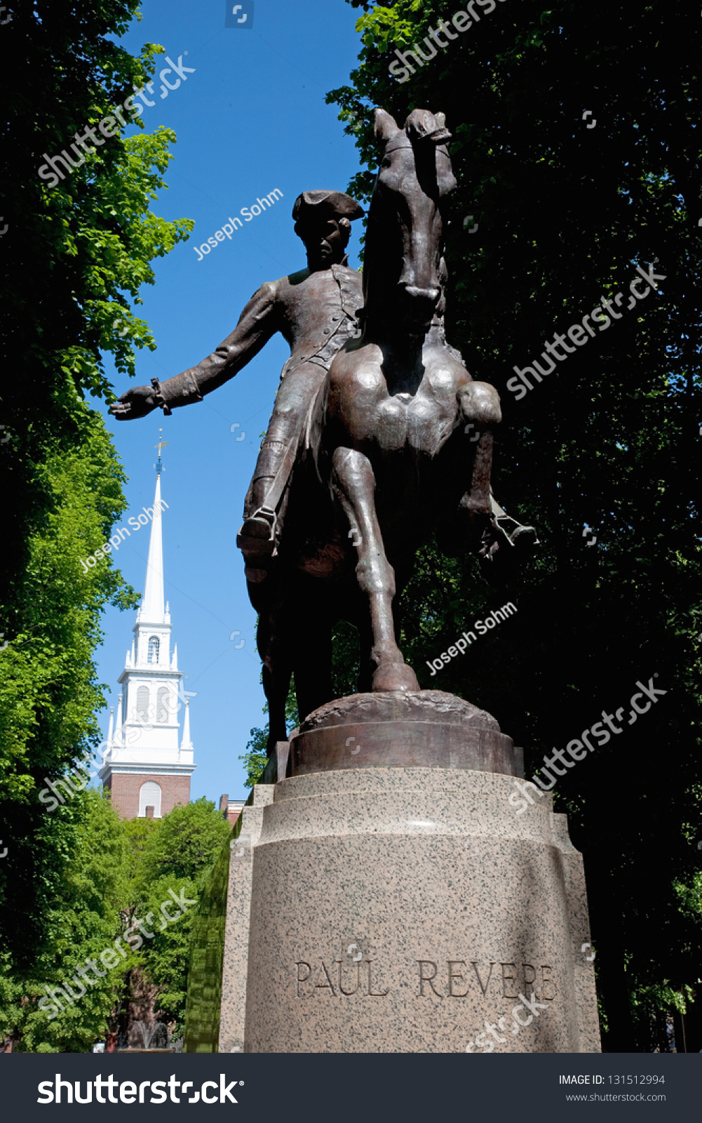 Statue Of Paul Revere At Freedom Trail In Front Of The Old North Church ...