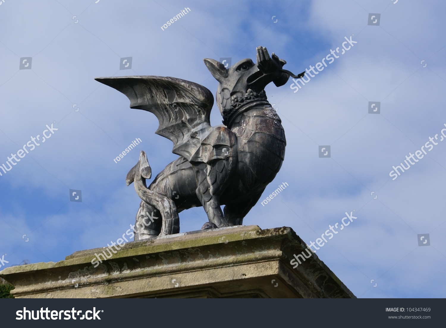 Statue Welsh Dragon Carrying Hand Man Stock Photo 104347469 Shutterstock