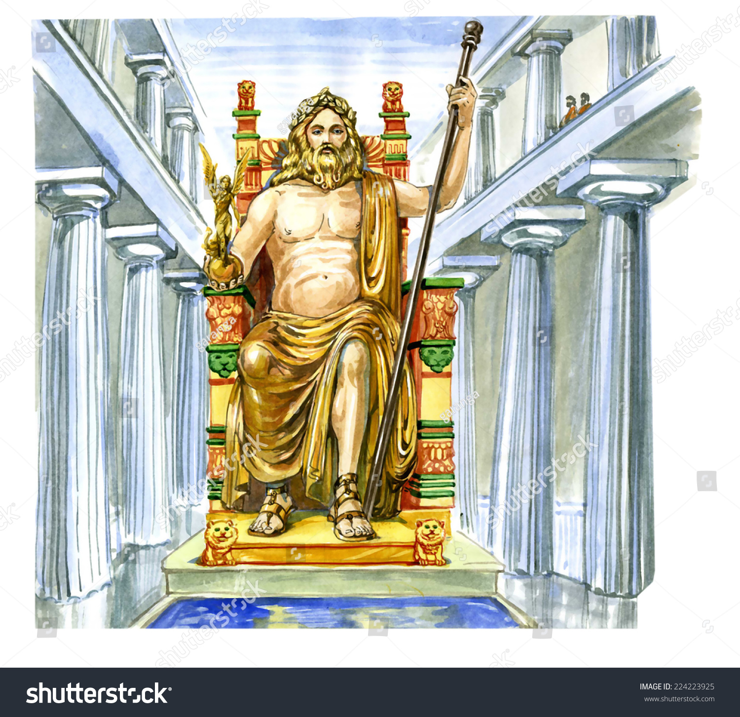 Statue Zeus Olympia Stock Illustration
