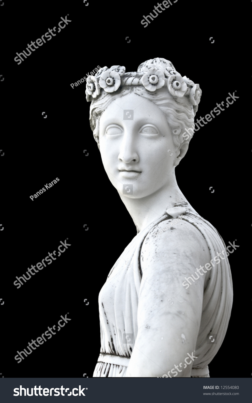 Statue On Black Background Showing A Greek Mythical Muse Stock Photo ...