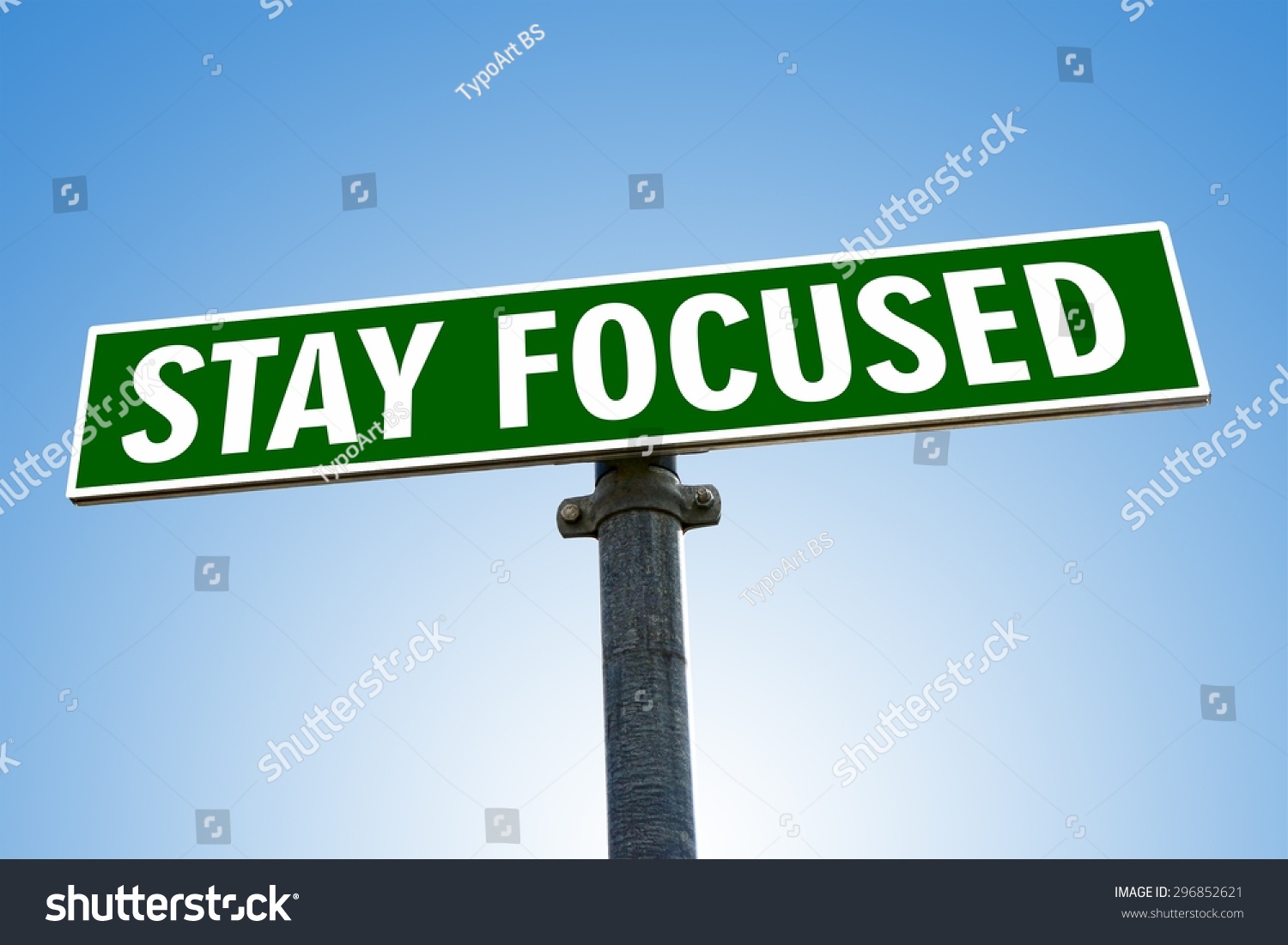 Stay Focused Word On Green Road Stock Photo (Edit Now) 296852621