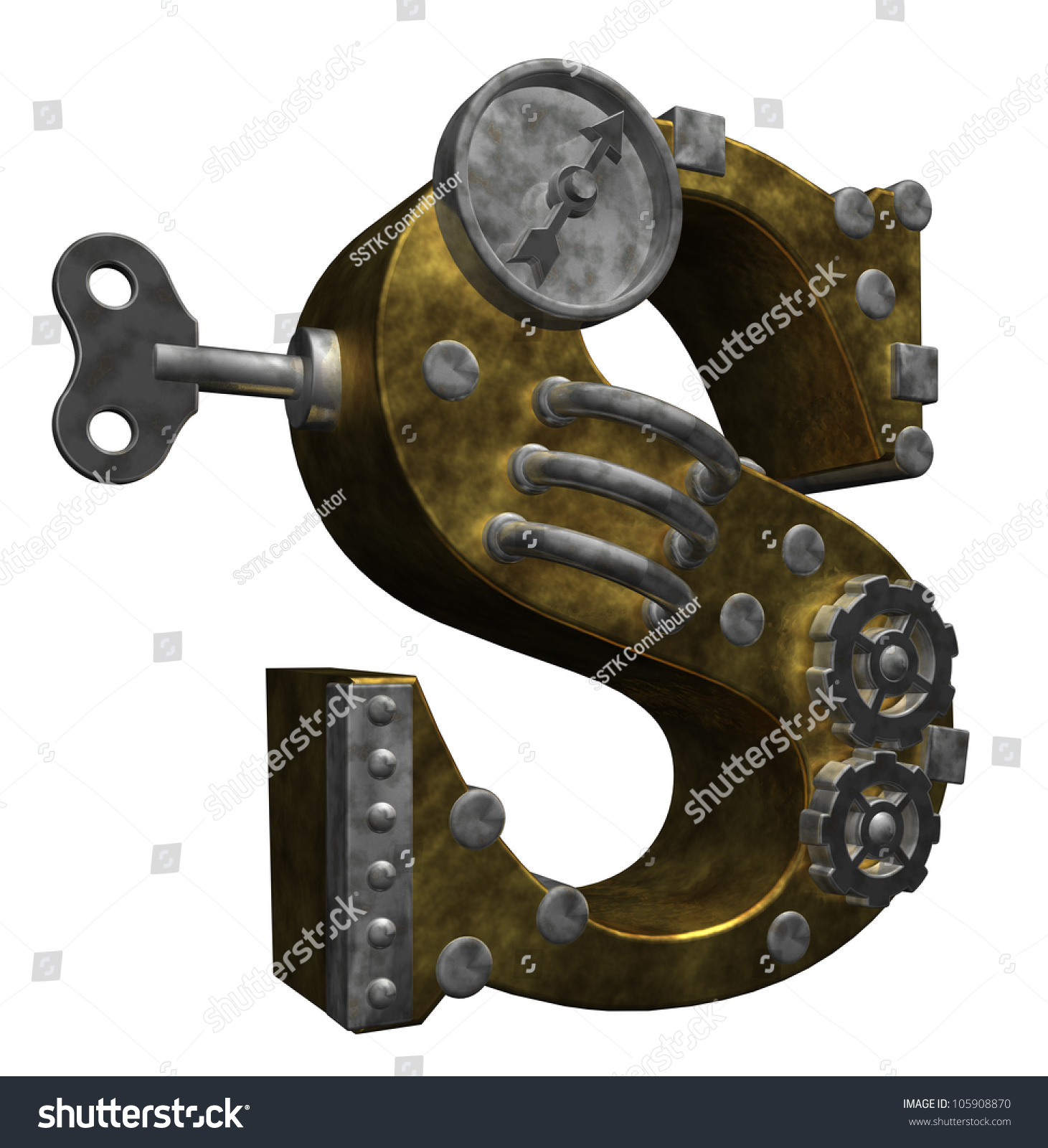 Steampunk Letter S On White Background Stock Illustration 105908870 ...