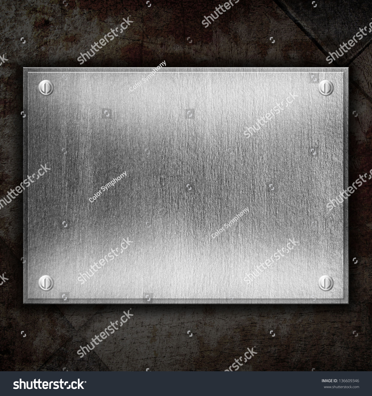 Steel Metal Plate On Concrete Wall Stock Photo 136609346 : Shutterstock