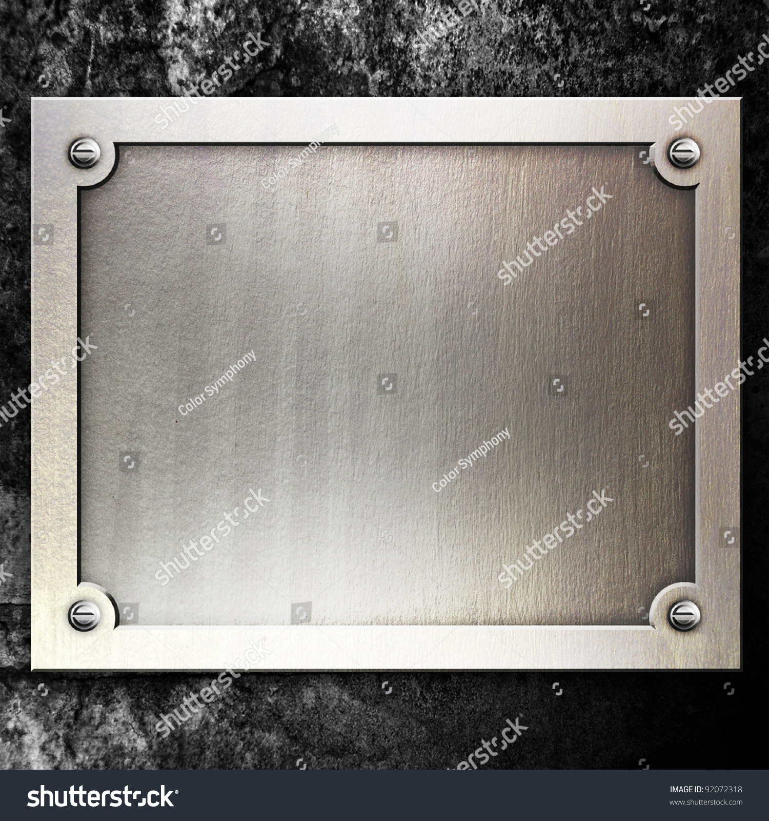 Steel Metal Plate On Concrete Wall Stock Photo 92072318 : Shutterstock