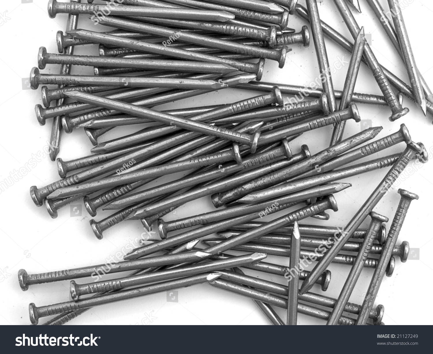 Steel Nails For Woodwork On White Stock Photo 21127249 : Shutterstock