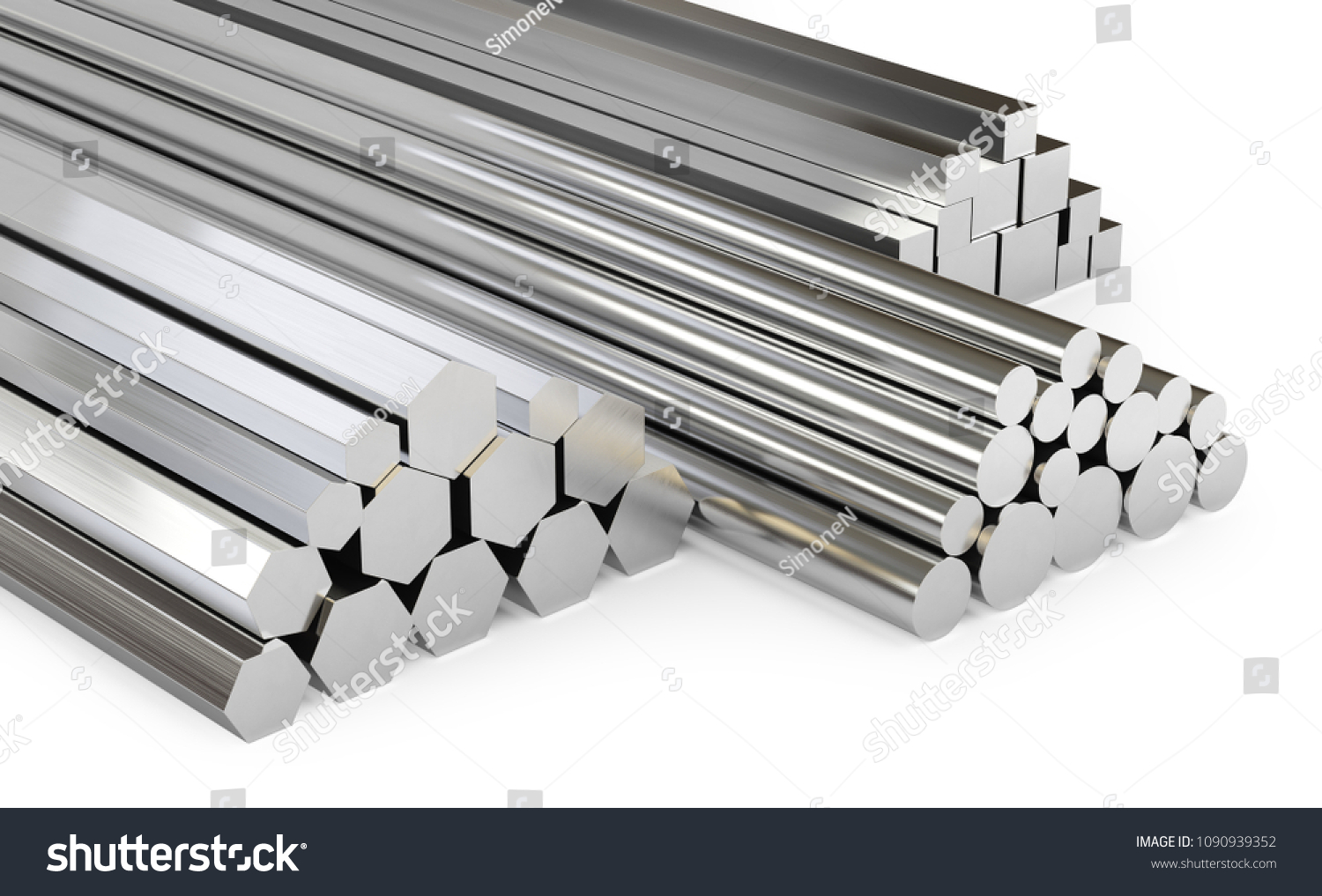 Steel Rods Different Types Isolated On Stock Illustration 1090939352 ...