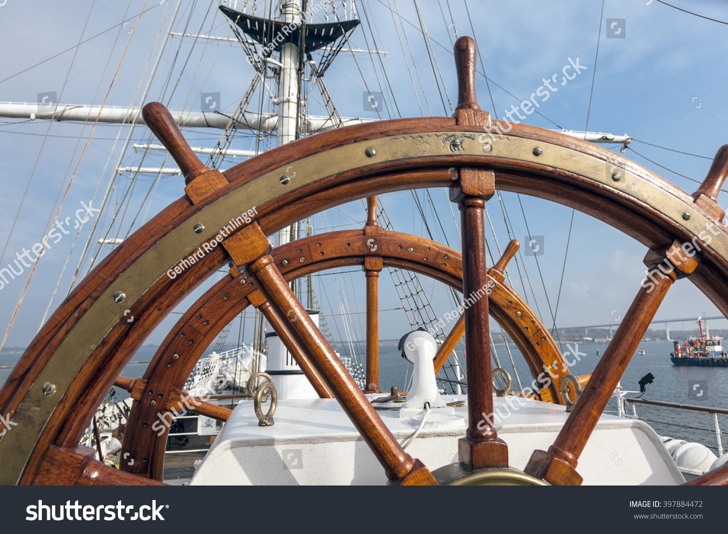 Steering Wheel Of A Tall Ship Stock Photo 397884472 : Shutterstock