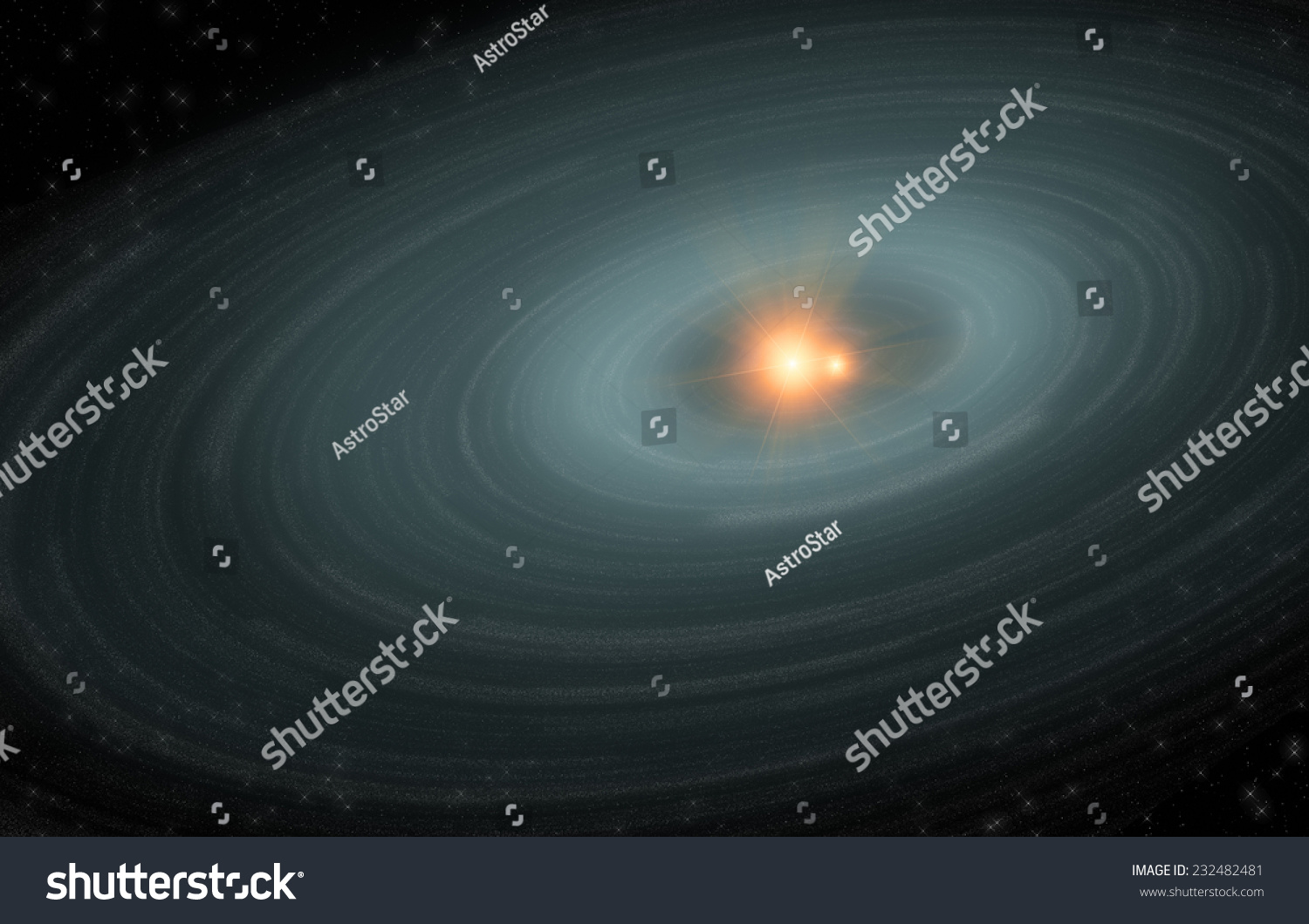 Stellar Vortex Asteroid Belt Around Double Stock Illustration 232482481