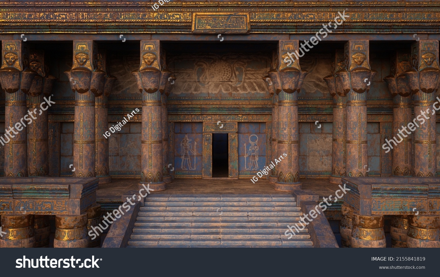 Steps Entrance Ancient Egyptian Temple 3d Stock Illustration 2155841819