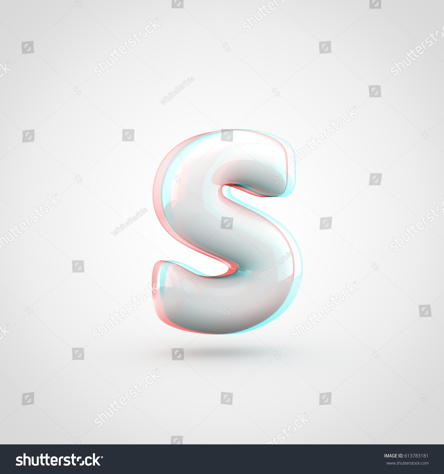 Stereoscopic Glossy White Letter S Lowercase 3d Render Of Bubble