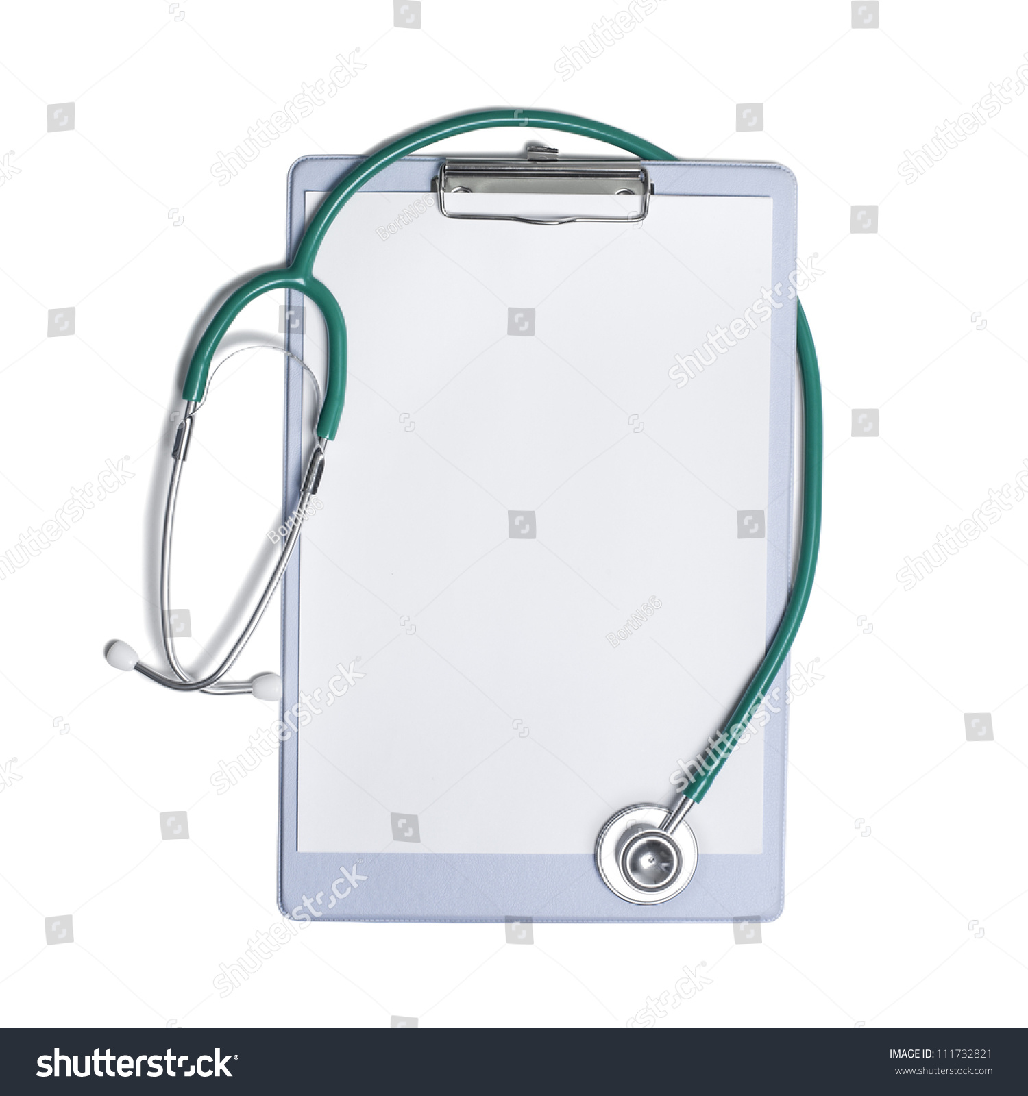 Stethoscope Blank Form On Isolated White Stock Photo (Edit Now) 111732821