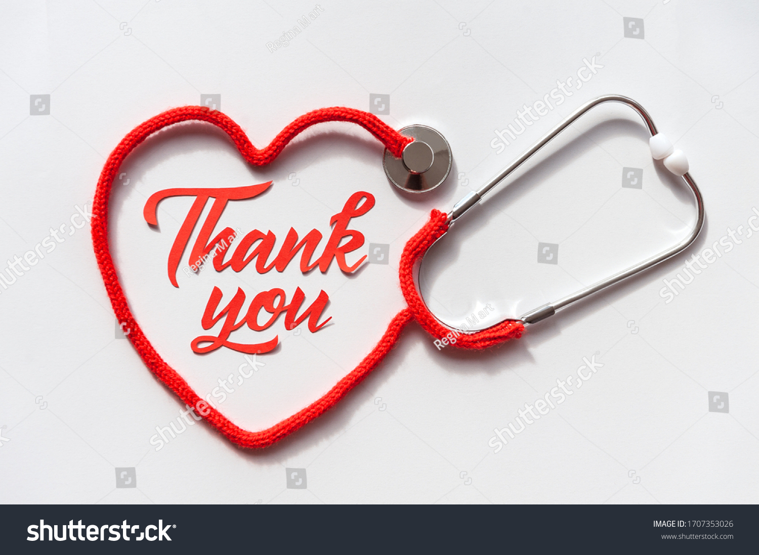 Stethoscope Forming Heart Cord Thank You Stock Photo Edit Now 1707353026
