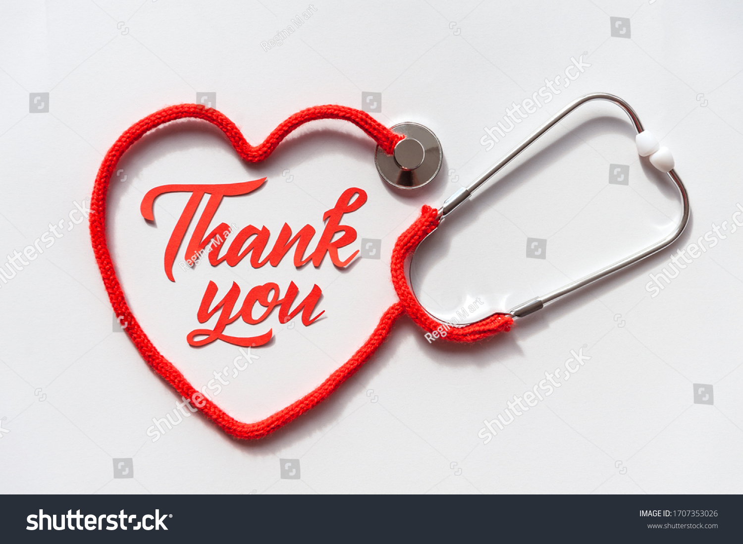 Stethoscope Forming Heart Cord Thank You Stock Photo (Edit Now) 1707353026