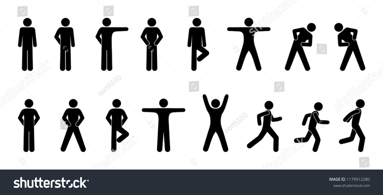 Stick Figure Set Icons People Basic Hình minh họa có sẵn Shutterstock