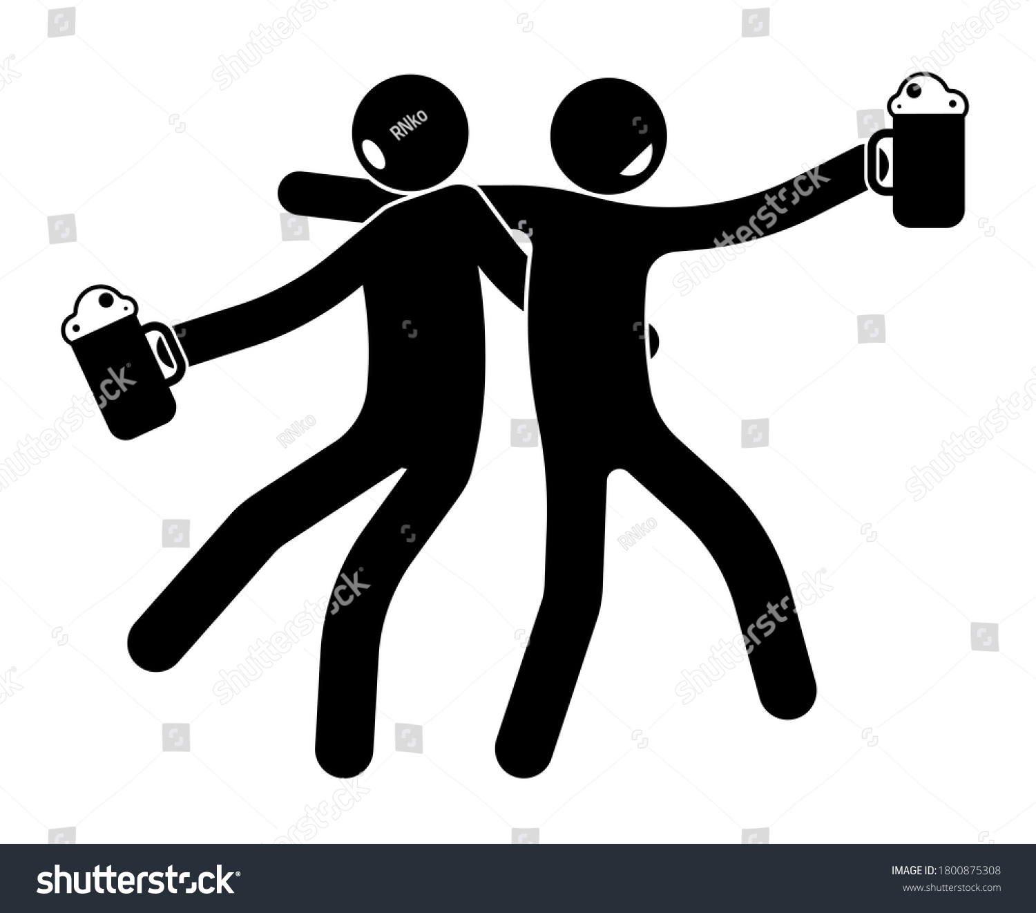 Stick Figure Two Drunken Comrades Friend Stock Illustration 1800875308 ...