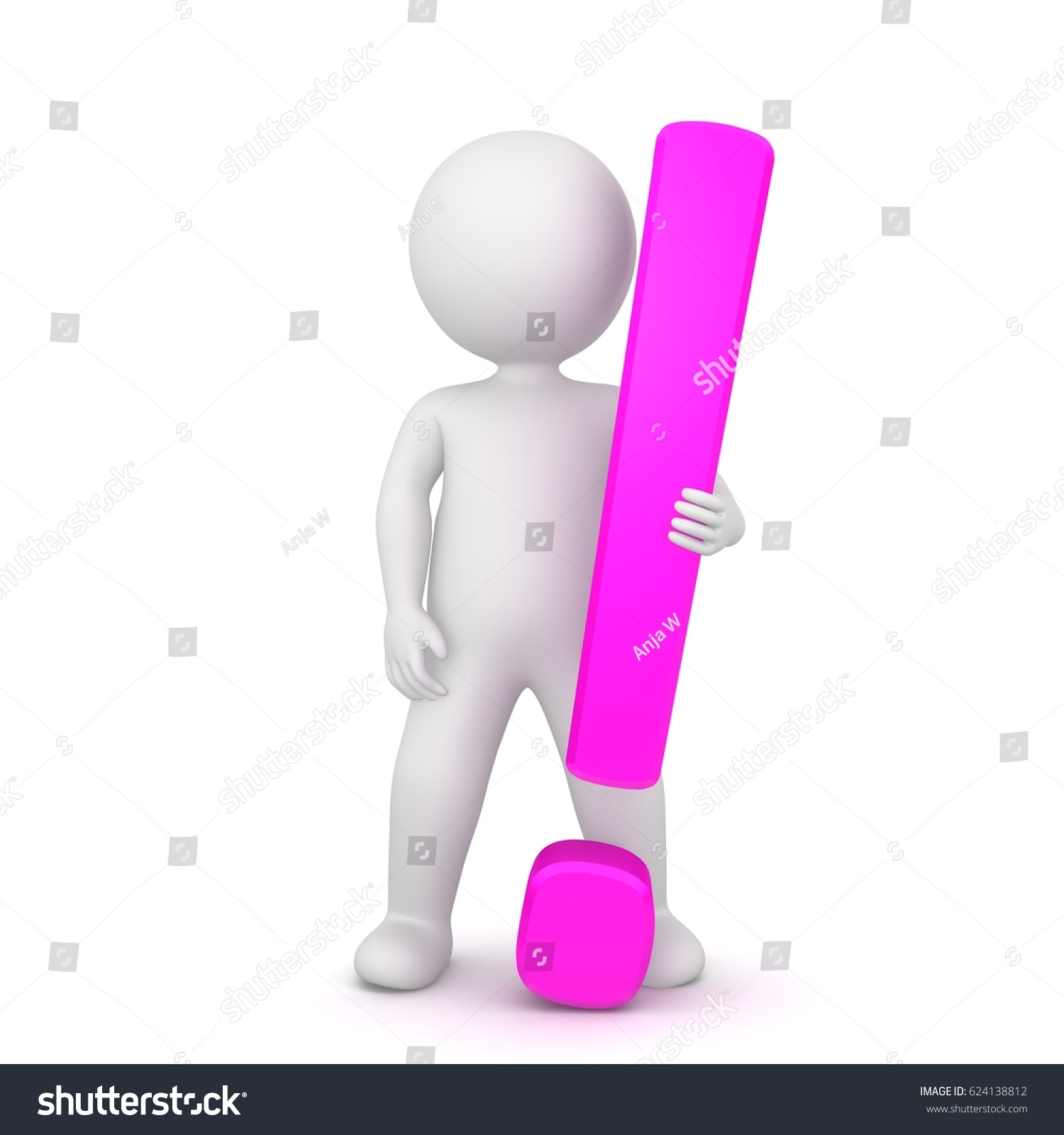 Stickman 3d Pink Rosa Isolated On Stock Illustration