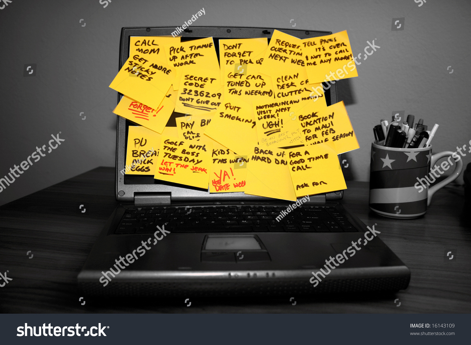 sticky notes on computer screen