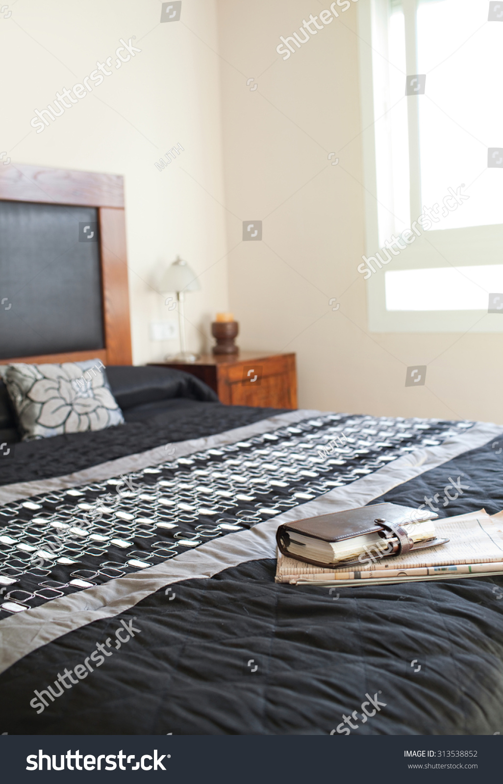 Still Life Masculine Bedroom Wooden Furniture Stock Photo