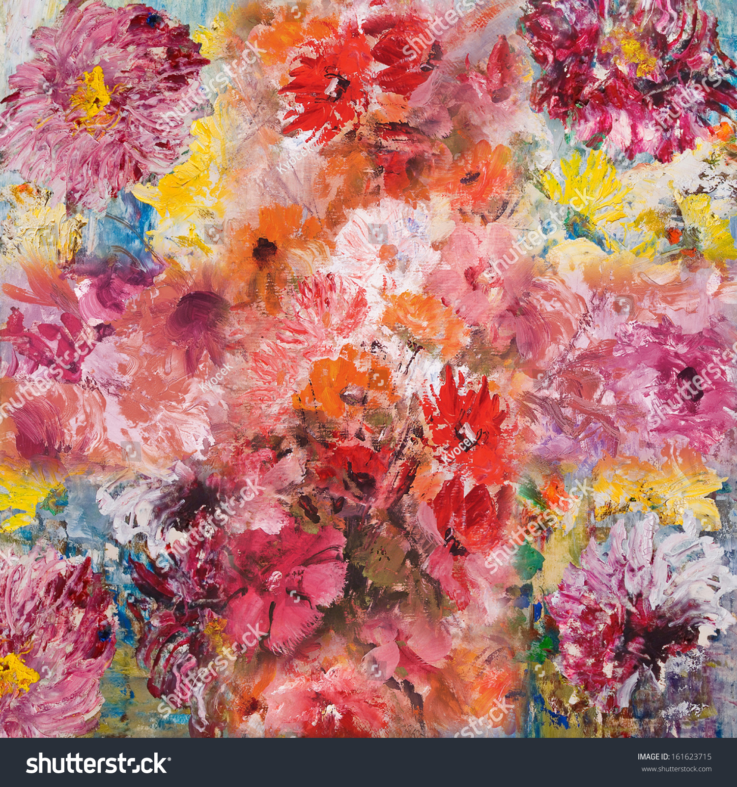 花との静物画 壁紙 装飾的な背景 油絵 のイラスト素材 161623715