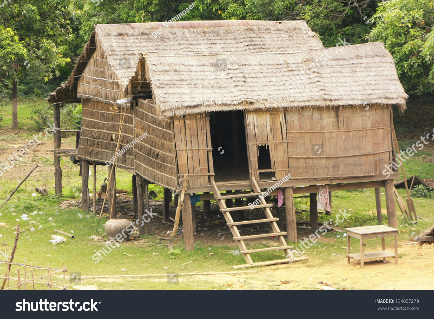 Stilt Houses In A Small Village Near Kratie, Cambodia, Southeast Asia ...