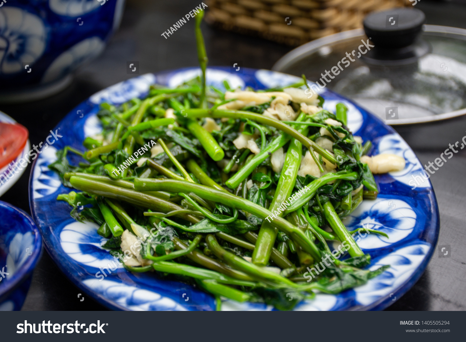 Stirfried Morning Glory Stirfried Vegetable Thai Stock Photo Edit