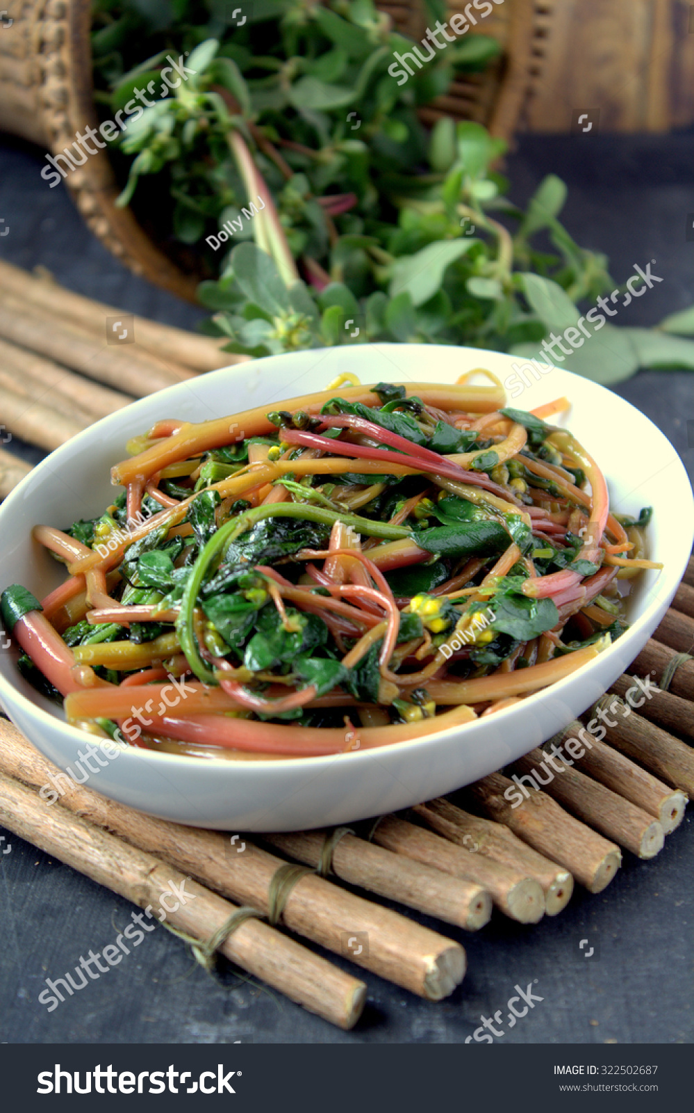 Stir Fried Pigweed Portulaca Oleracea Purslane Stock Photo Edit Now 322502687