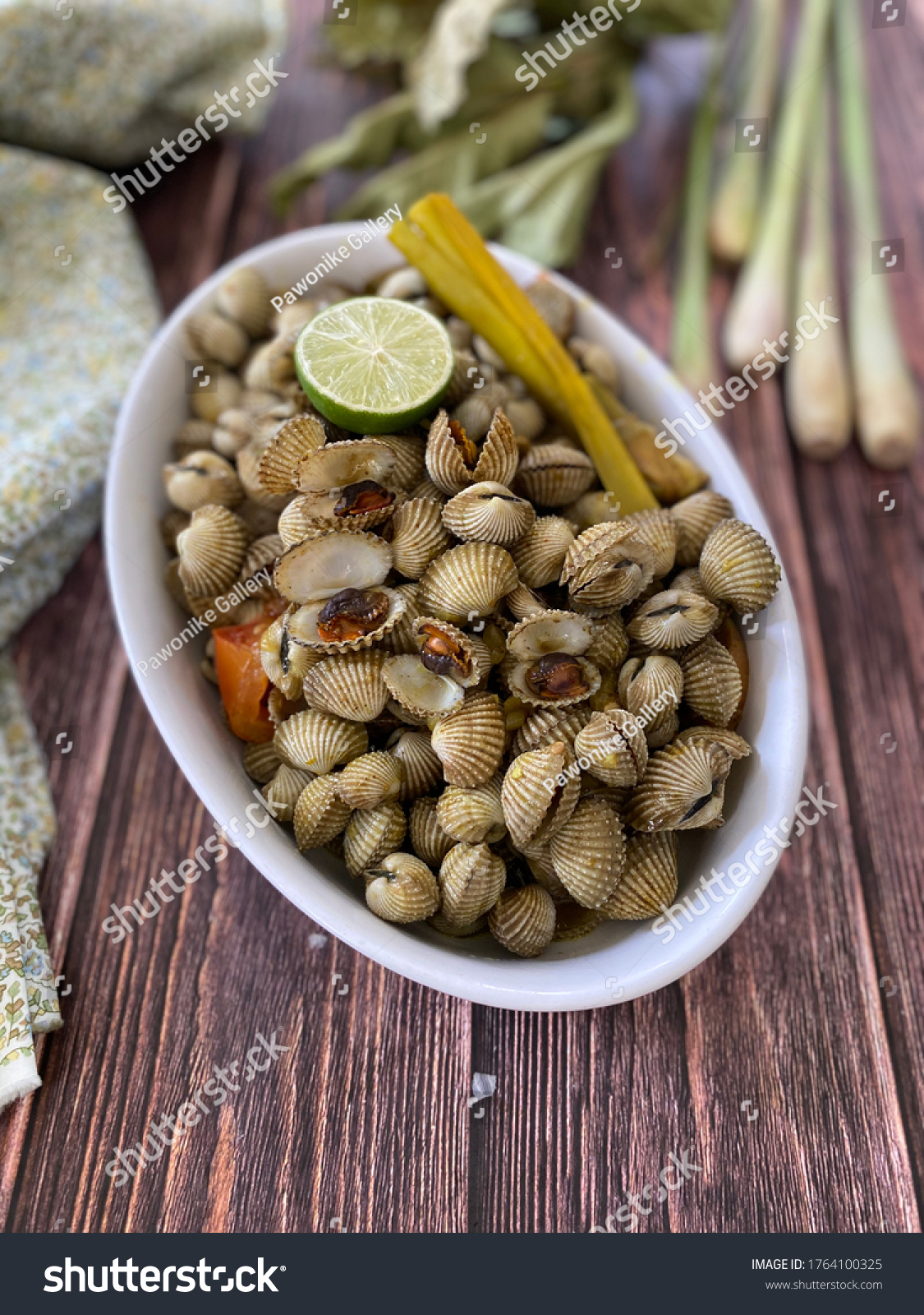 Stir Fry Kerang Dara Clams Herbs Stock Photo Edit Now 1764100325