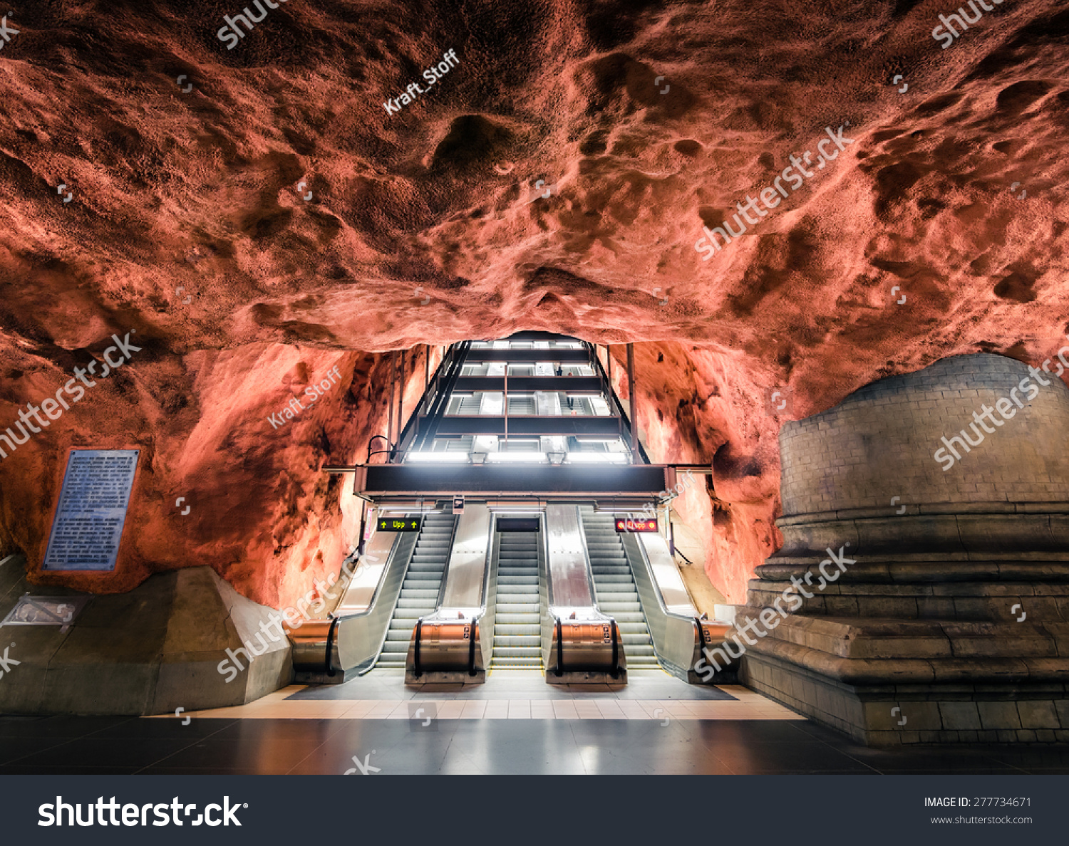 Stockholm, Sweden - May 01, 2015: Interior Of Radhuset Metro Station In ...