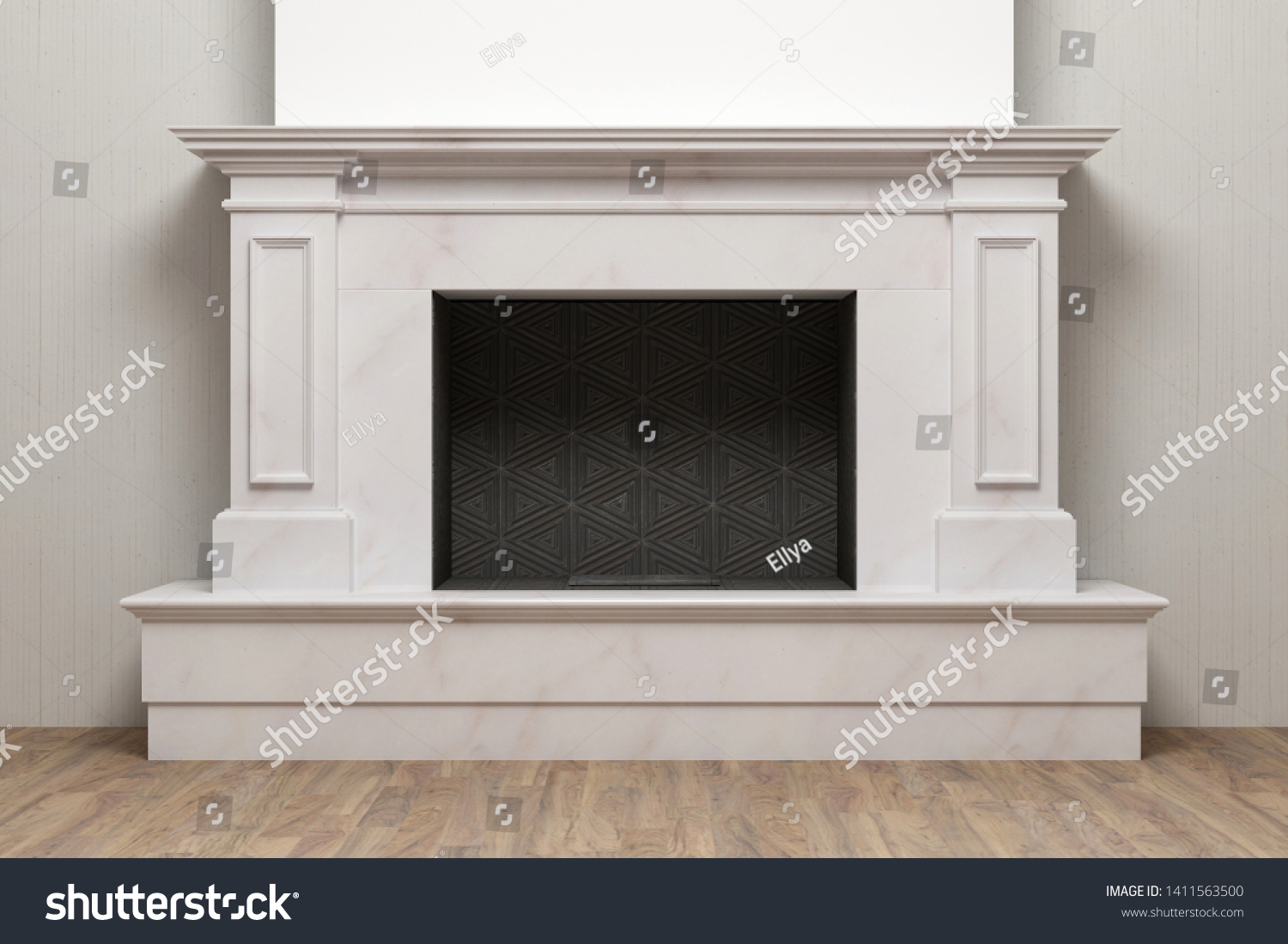 Stone Fireplace Home Interior Stock Photo Edit Now 1411563500